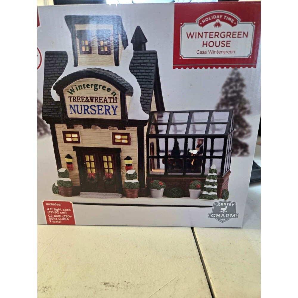 Holiday Time Lighted Christmas Village House Country Charm 8 in